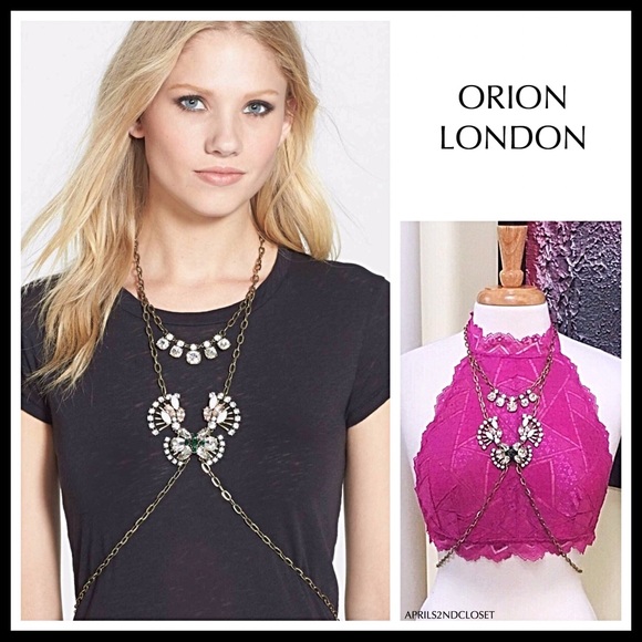 BOHO BODY NECKLACE CRYSTAL STATEMENT FESTIVAL BOHEMIAN A2C - Picture 1 of 8